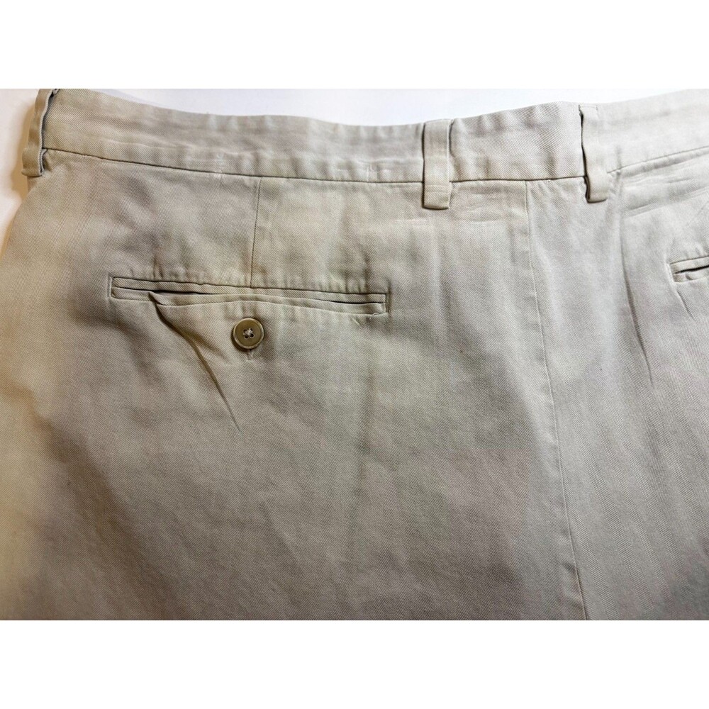 Tommy Bahama Mens Size 40 Tan Pleated Shorts Silk Blend Beige Khaki Casual Beach - Picture 11 of 12